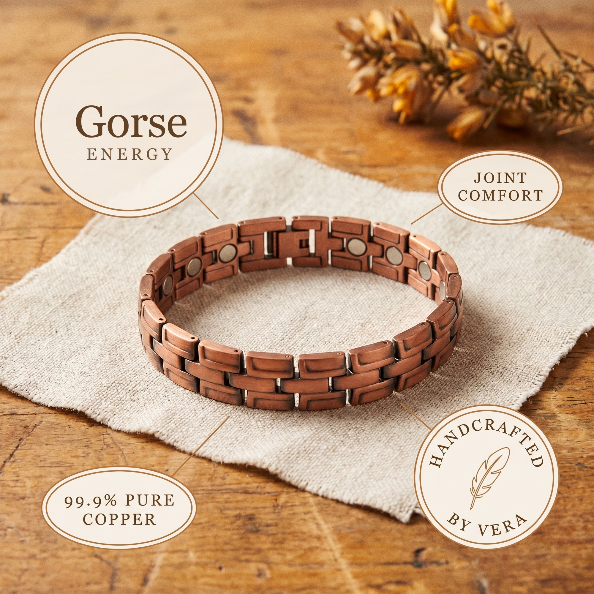 Pulseira de Cobre para Homens Gorse da Rosa