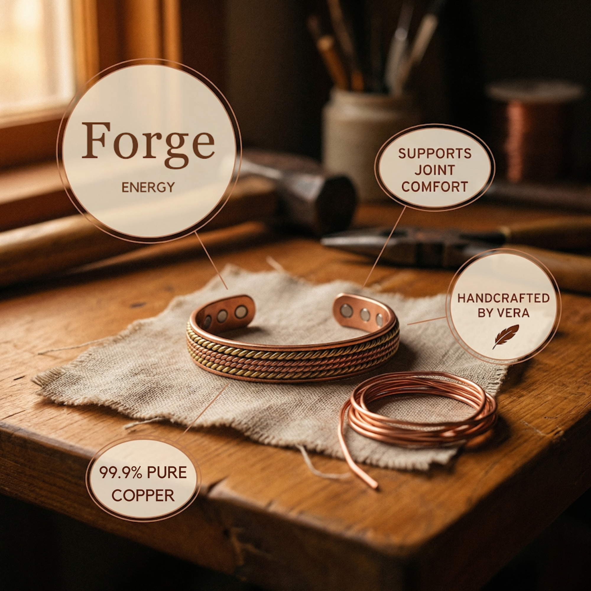 Pulseira de Cobre da Forja da Rosa