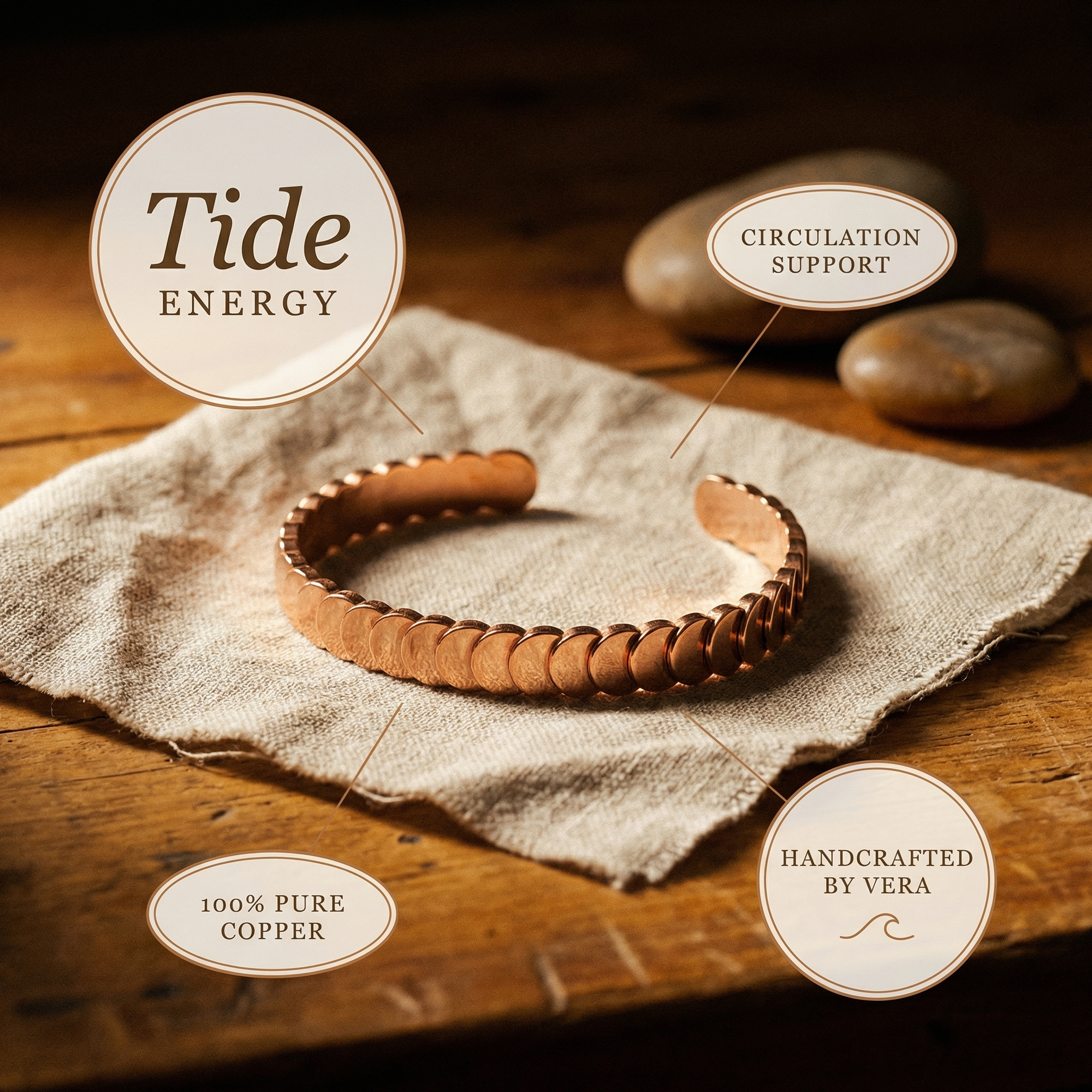Pulseira de Cobre Rosa's Tide