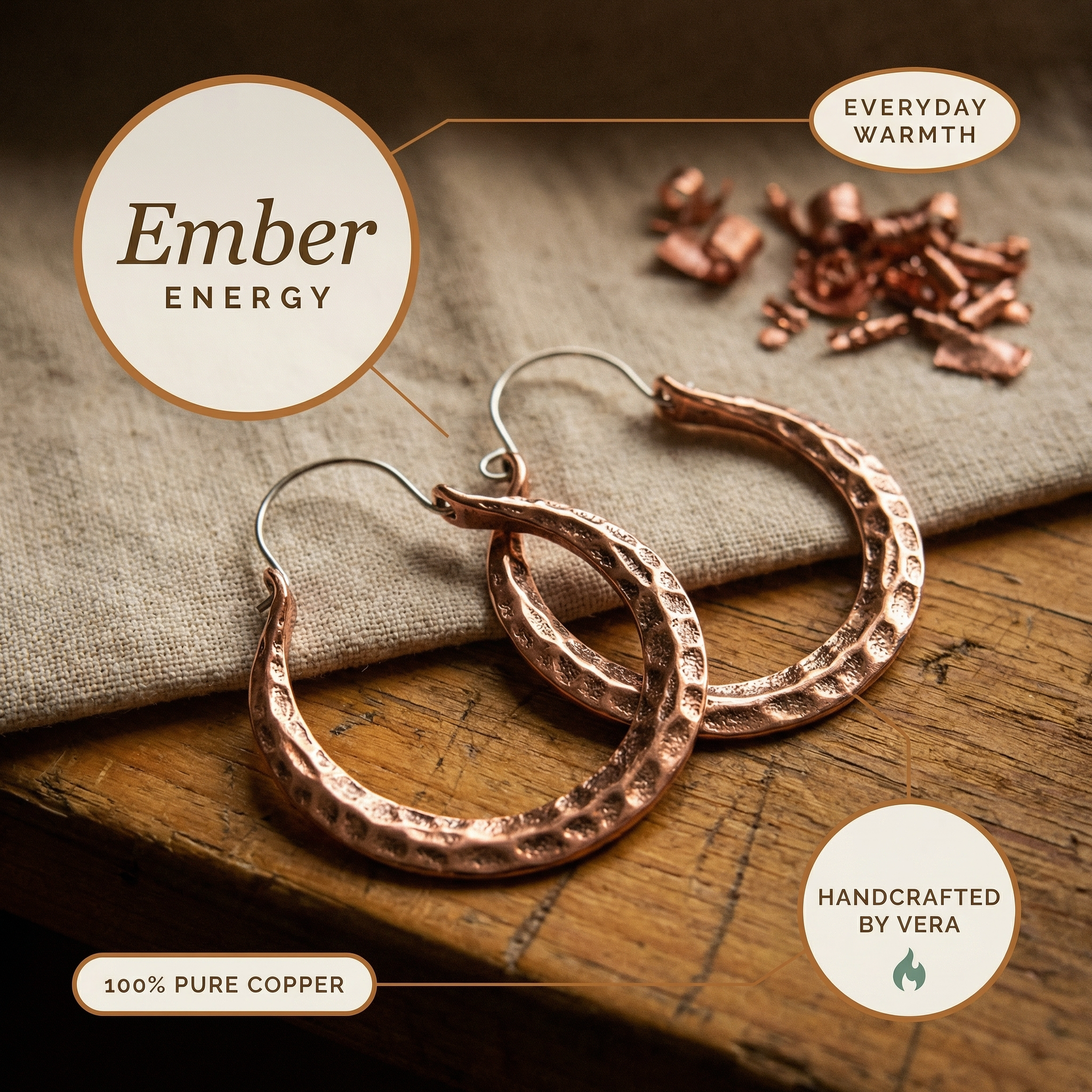 Brincos de Cobre Ember da Rosa