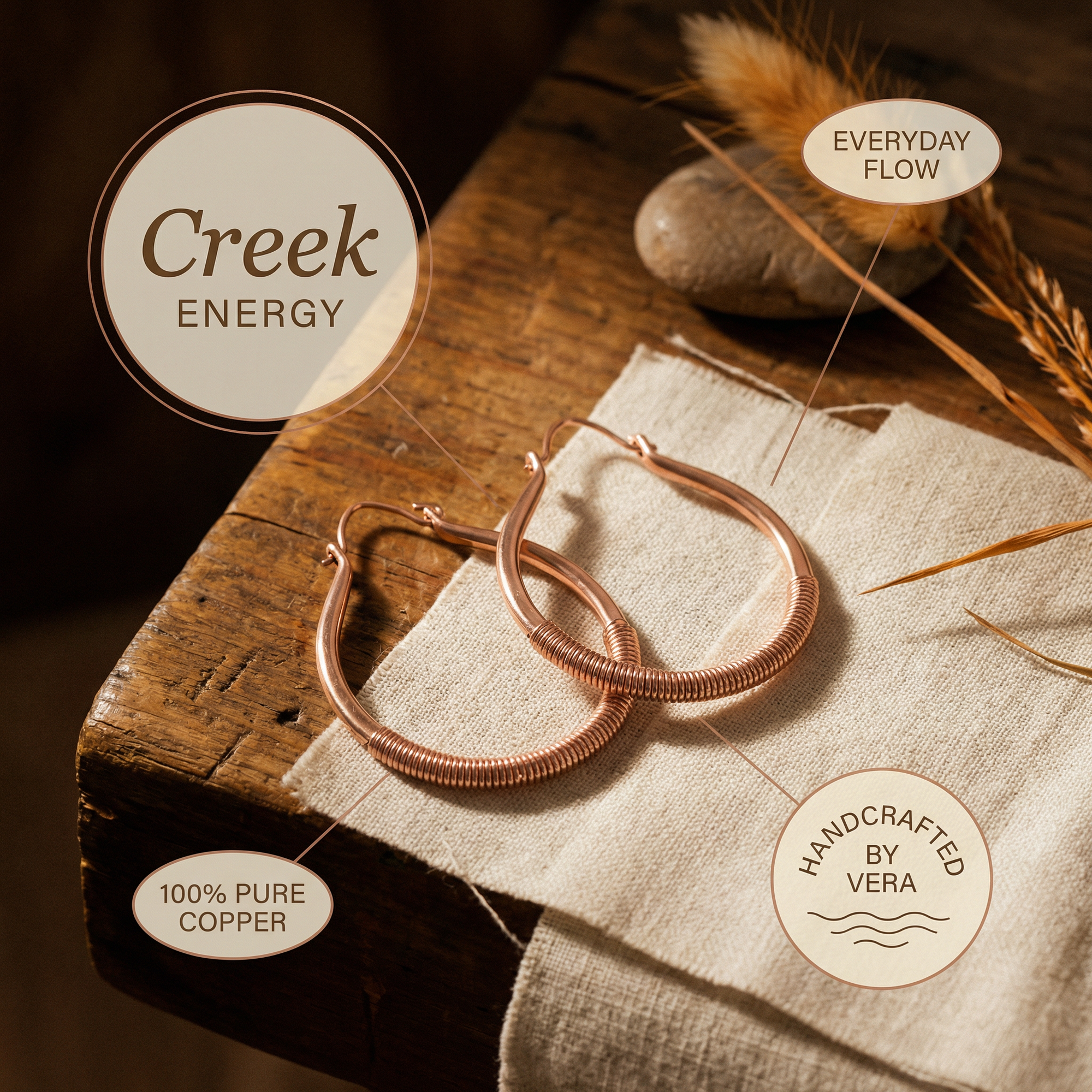 Brincos de Cobre de Rosa's Creek