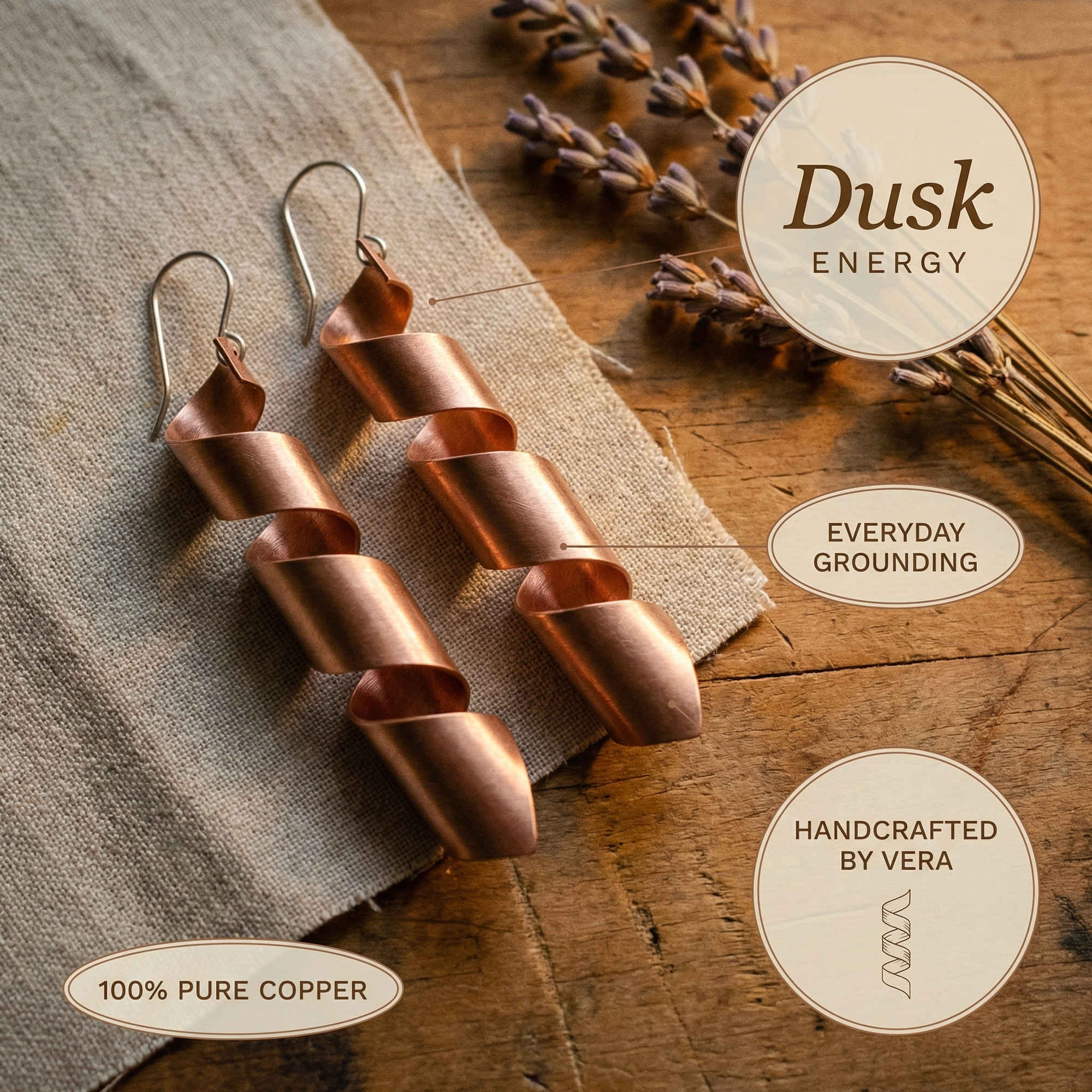 Brincos de Cobre Dusk da Rosa