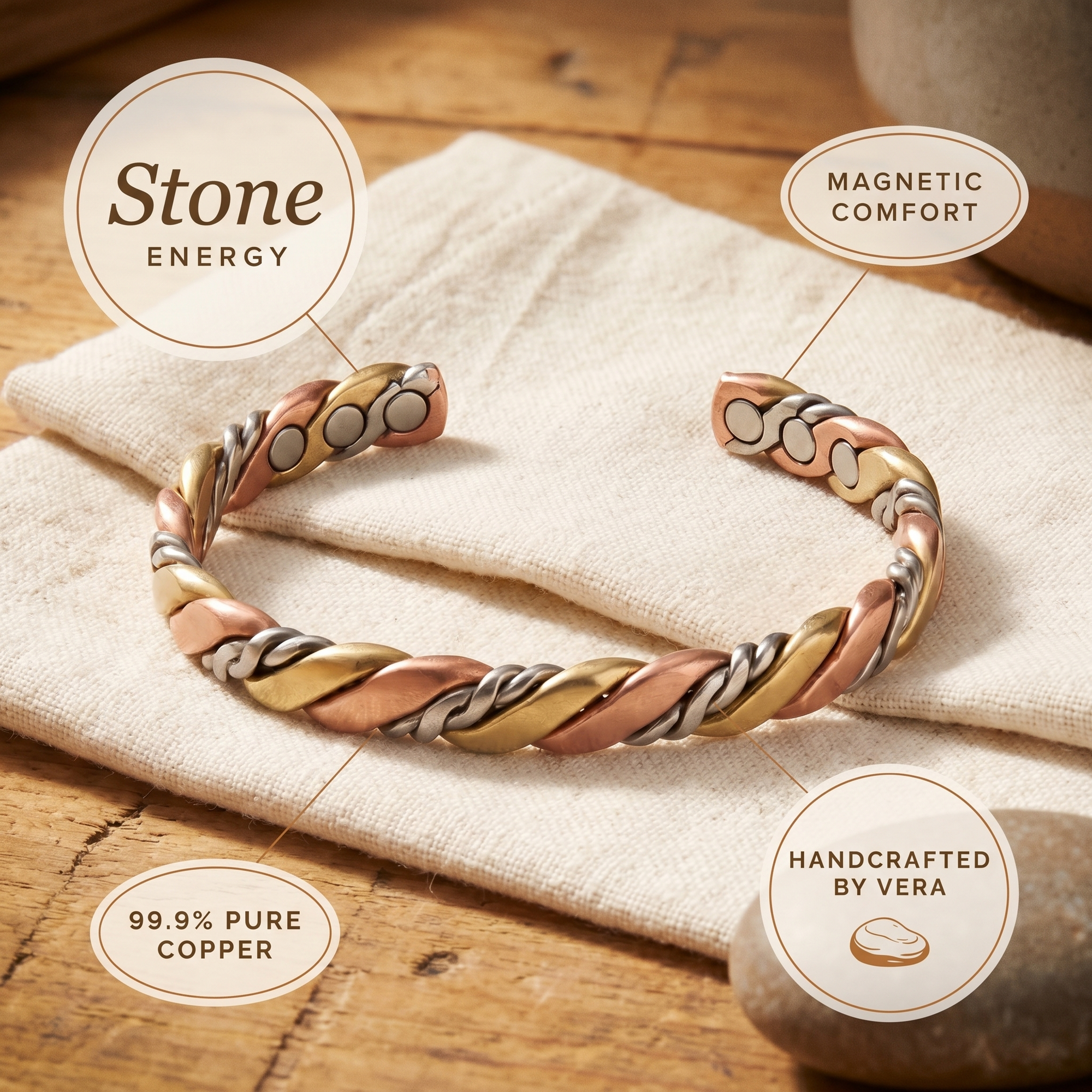 Pulseira de Cobre Rosa
