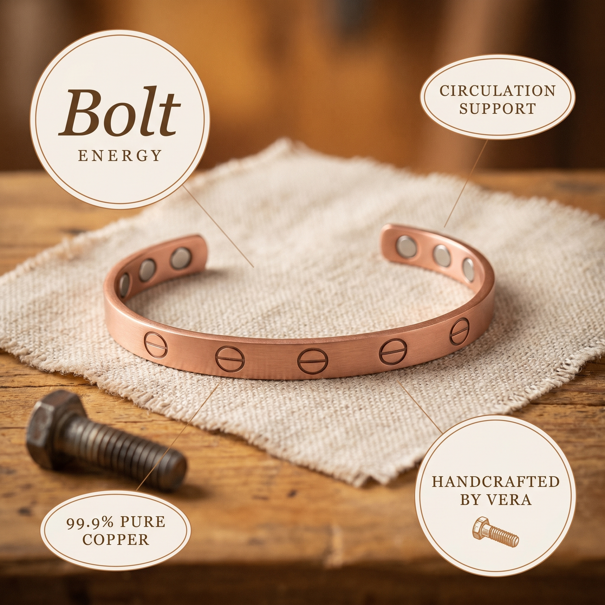 Pulseira de Cobre Bolt da Rosa