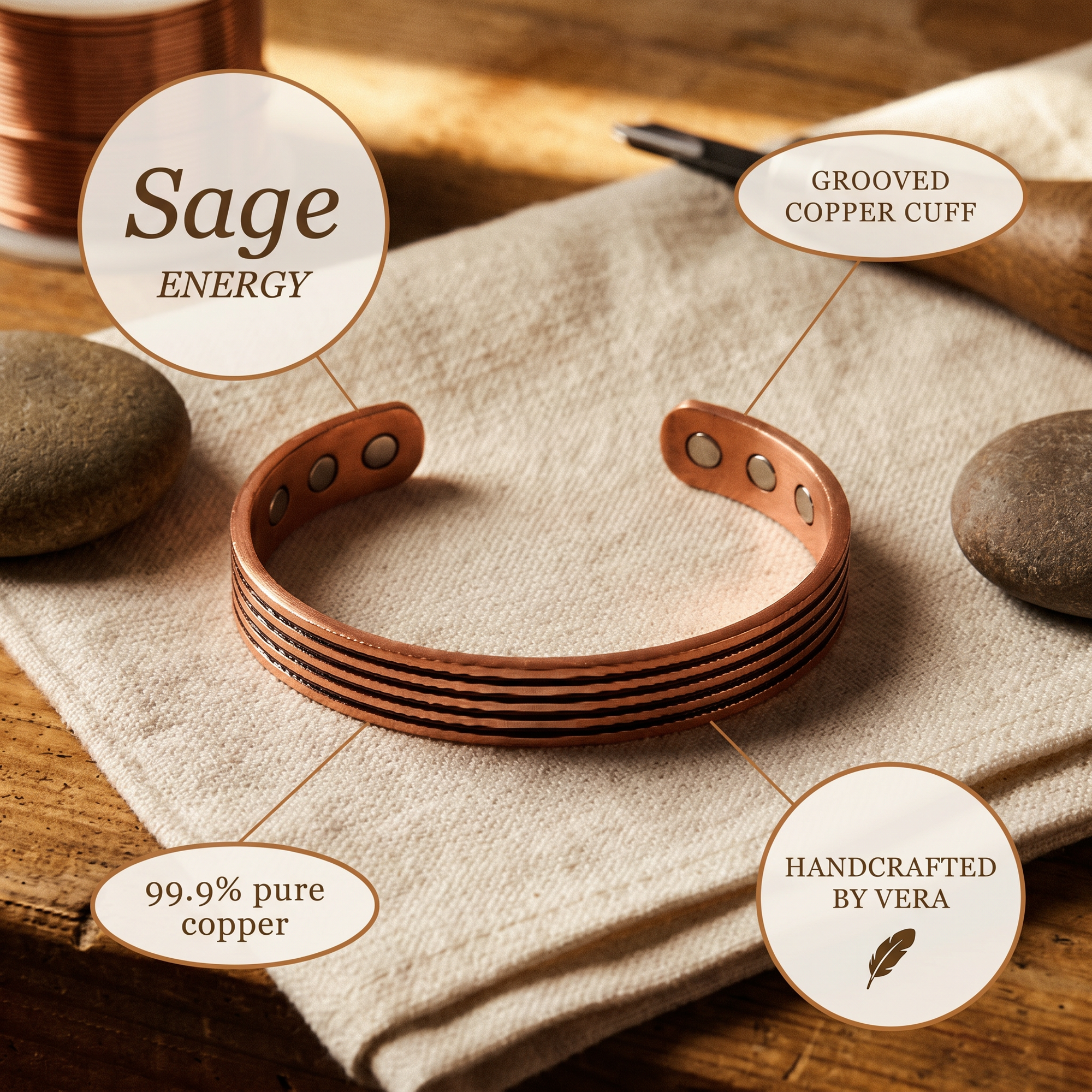 Pulseira de Cobre Sage da Rosa