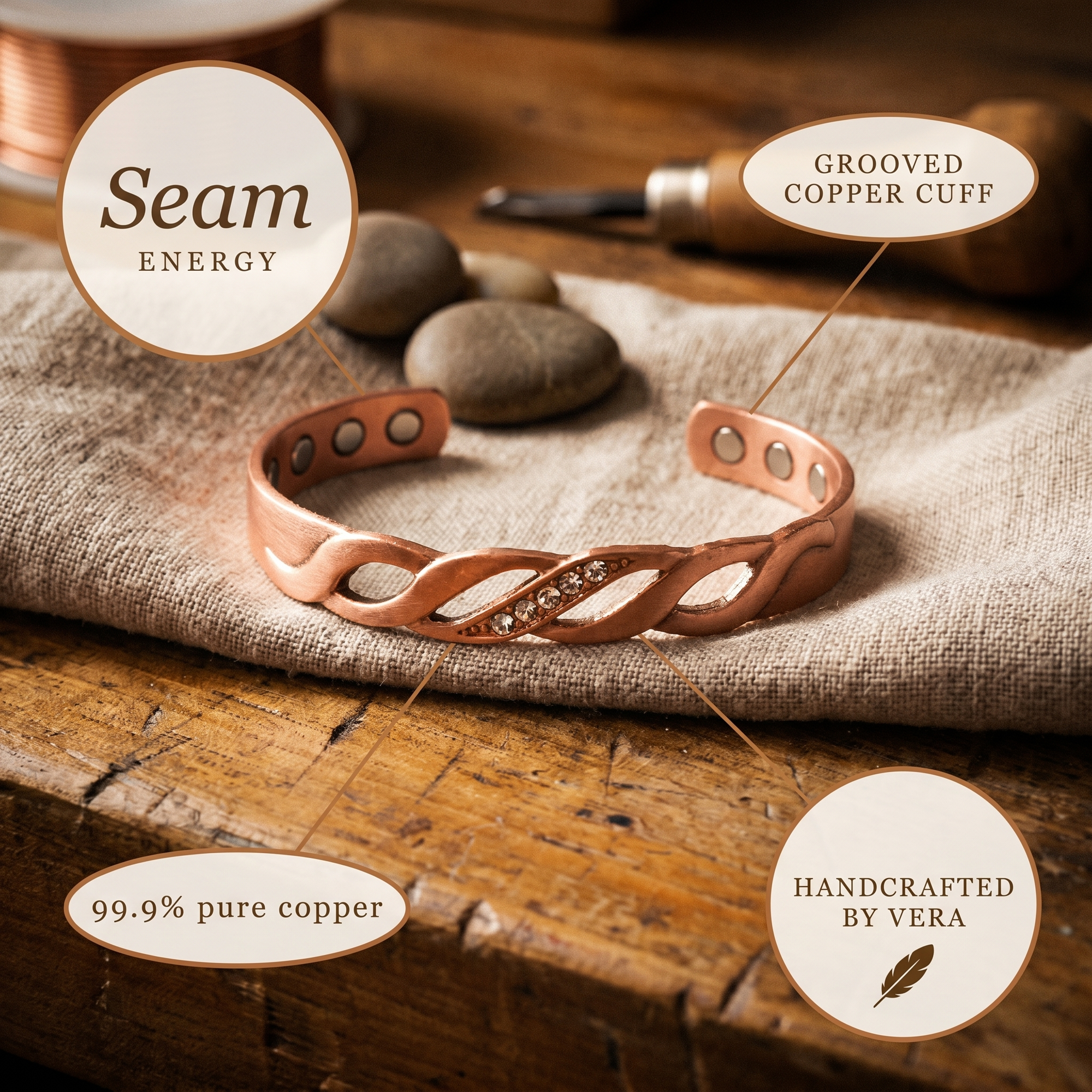 Pulseira de Cobre Rosa