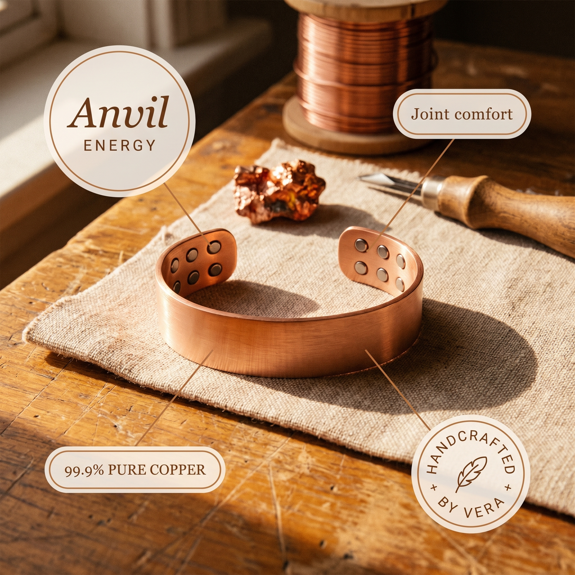 Pulseira de Cobre da Rosa
