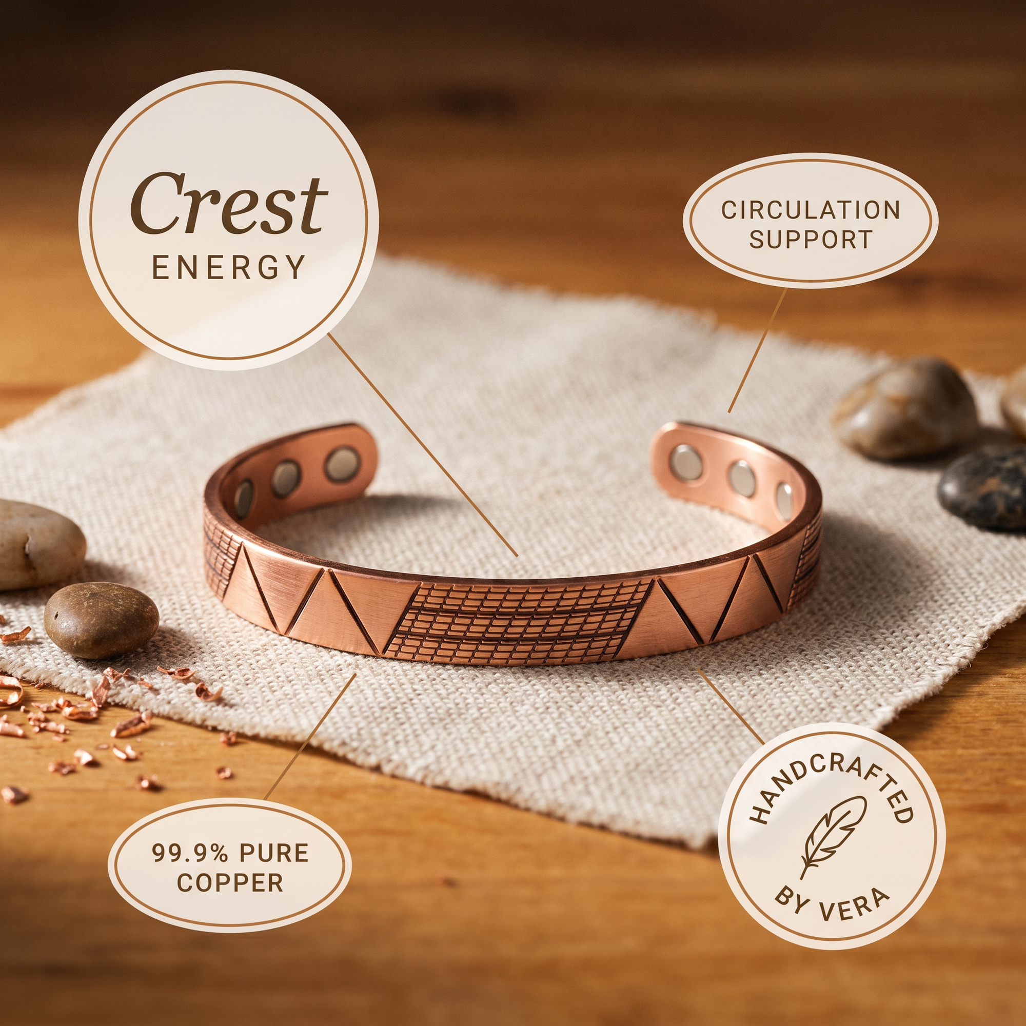 Bracelete de Cobre Rosa's Crest