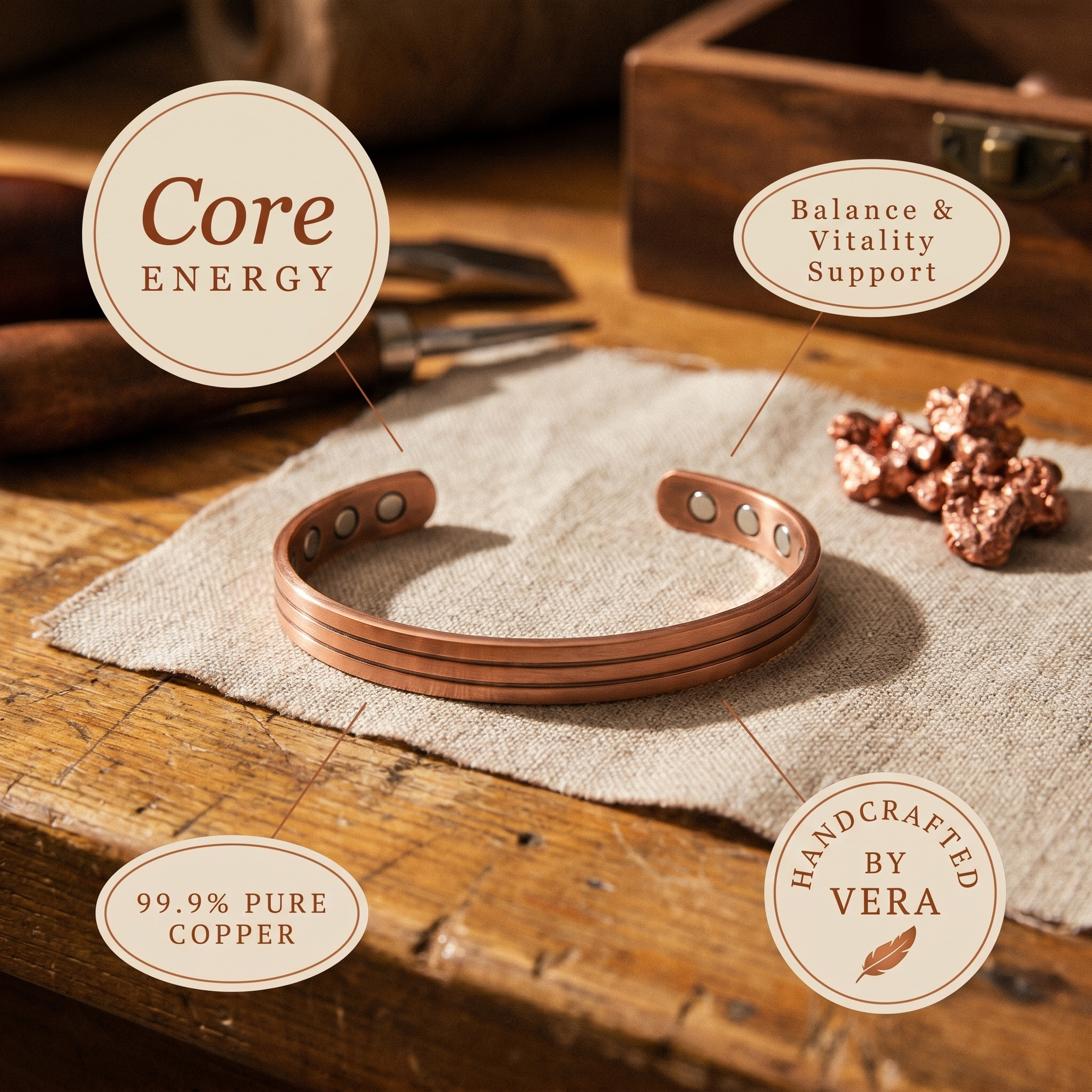 Pulseira de Cobre Rosa