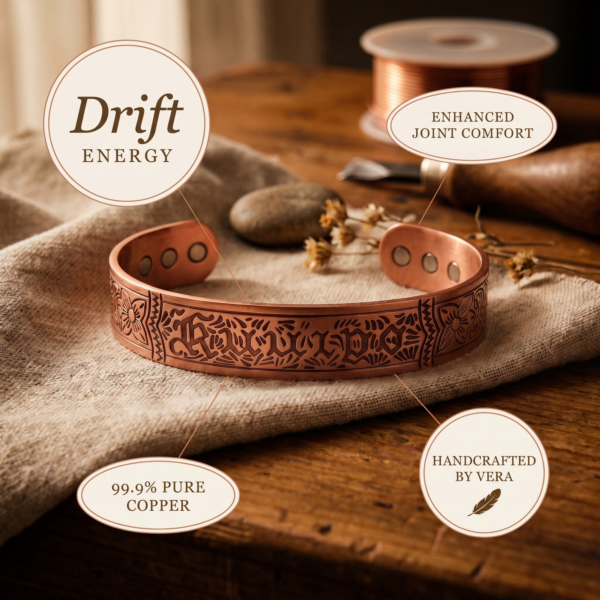 Pulseira de Cobre Rosa's Drift