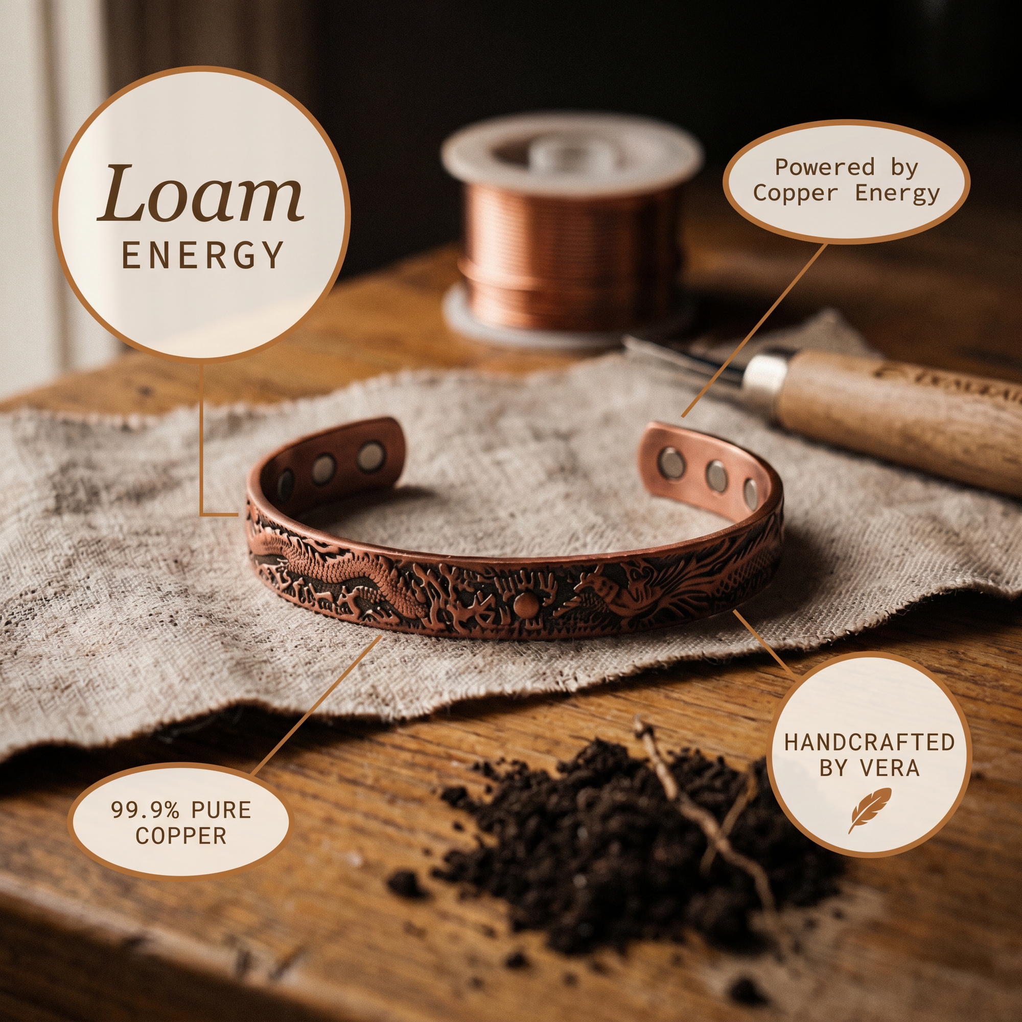 Pulseira de Cobre Loam da Rosa