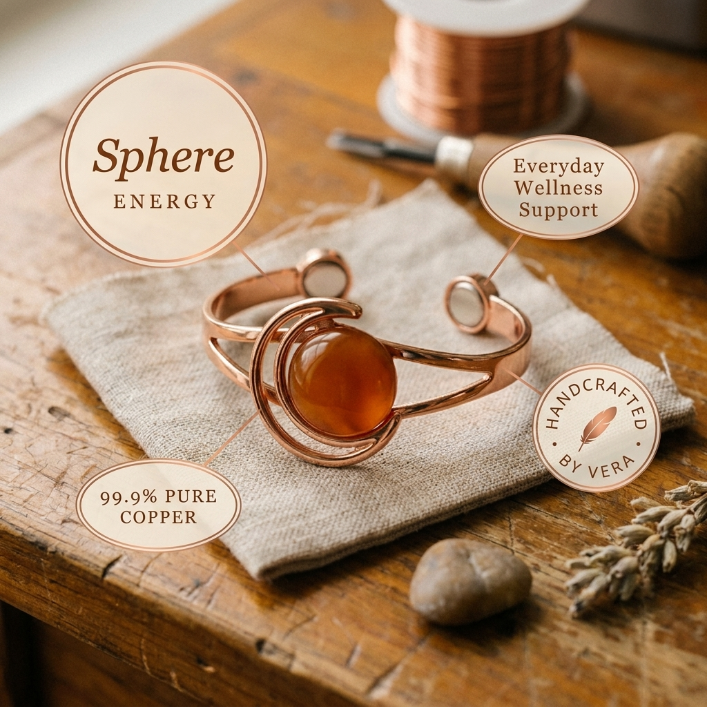Pulseira de Cobre Laranja da Esfera da Rosa