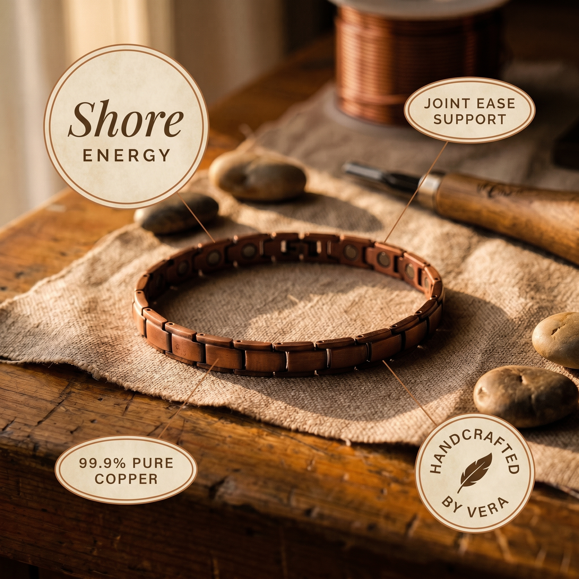 Pulseira de Cobre Rosa's Shore