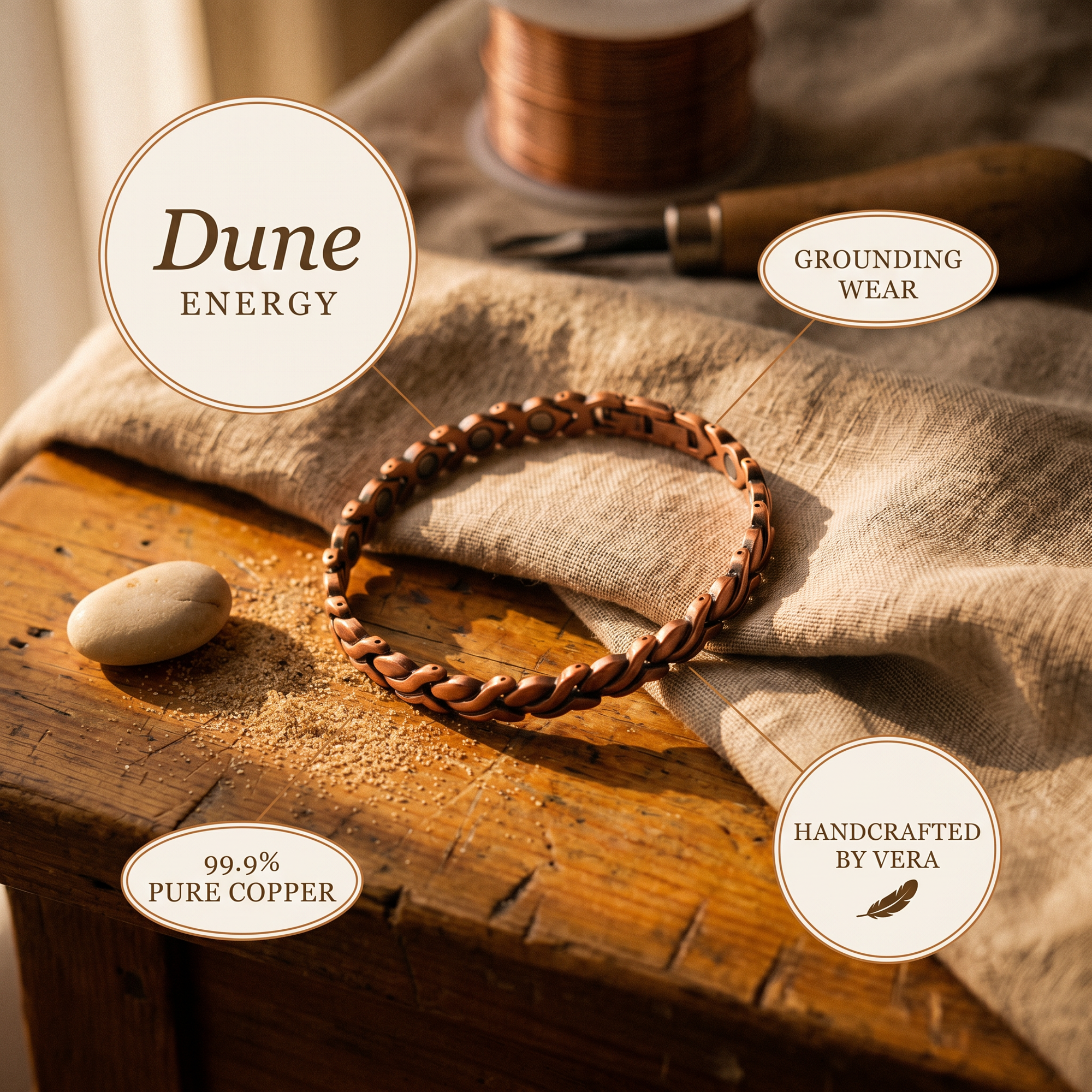Pulseira de Cobre Rosa's Dune