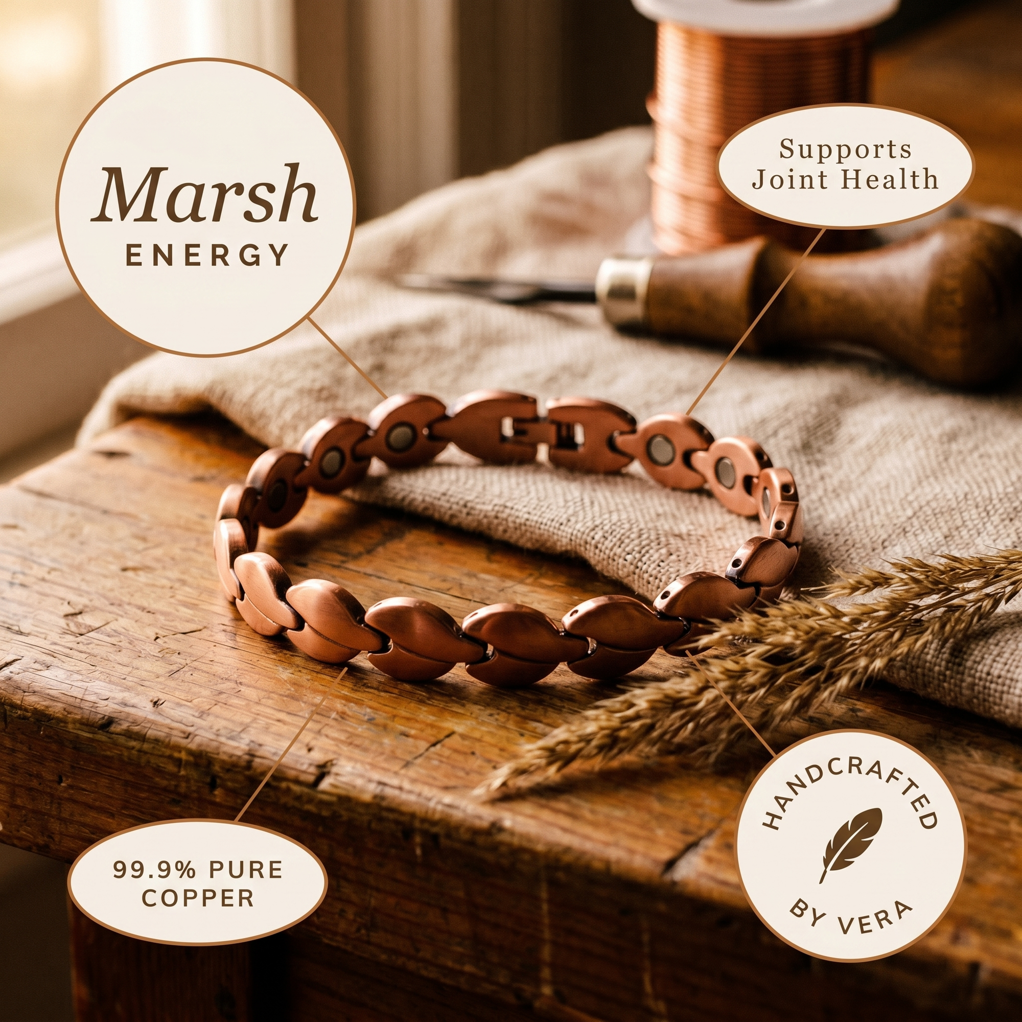 Pulseira de Tornozelo de Cobre Marsh da Rosa