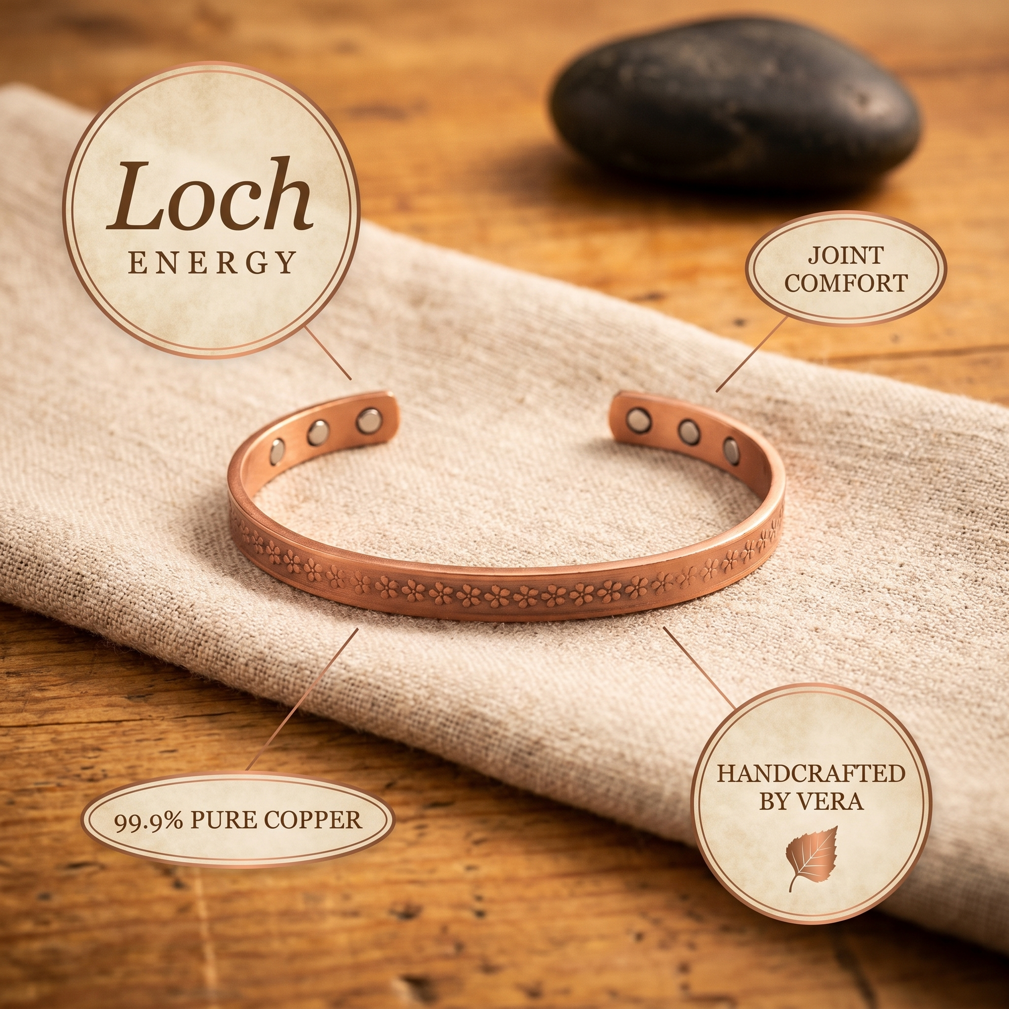 Pulseira de Cobre Rosa's Loch