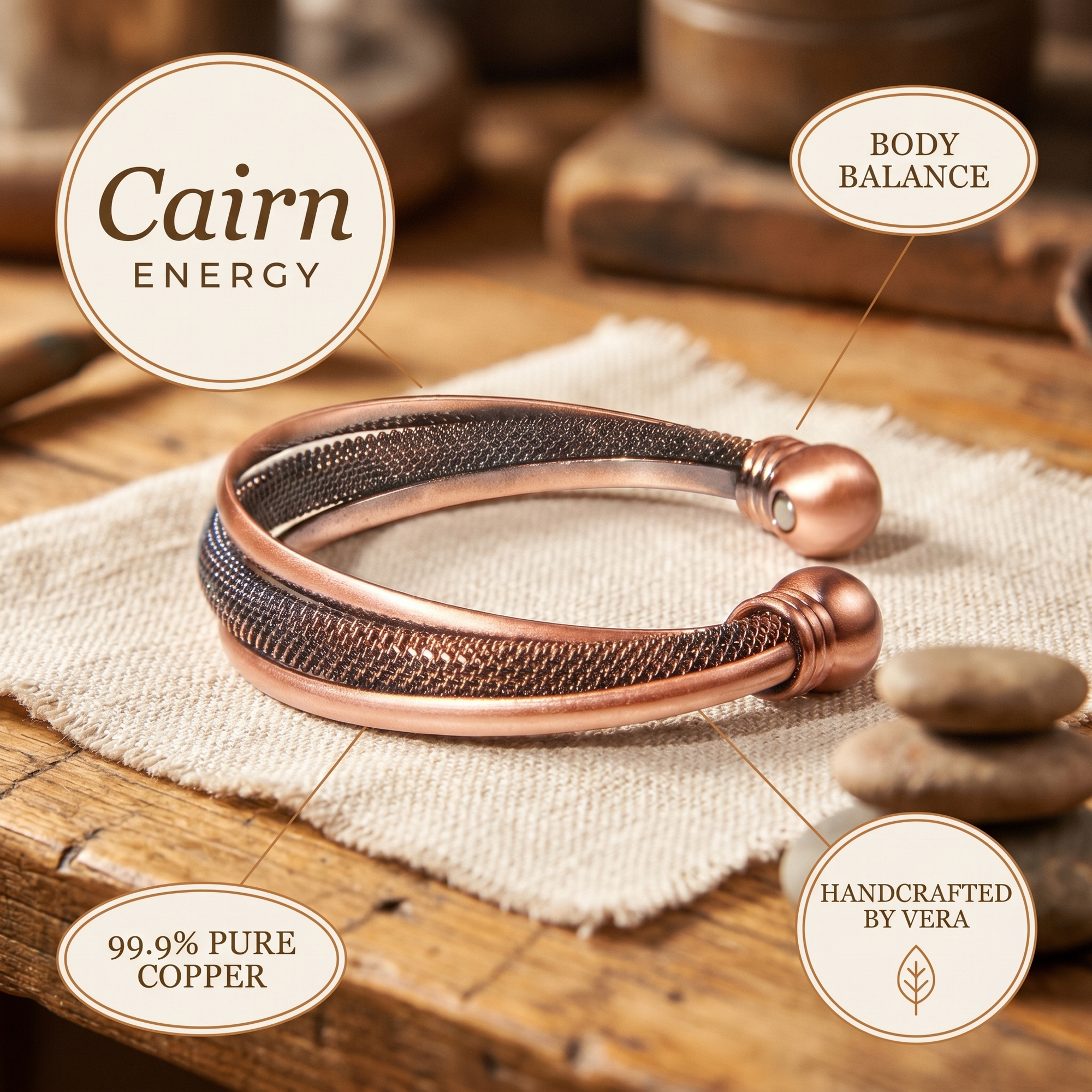 Pulseira de Cobre Cair de Rosa