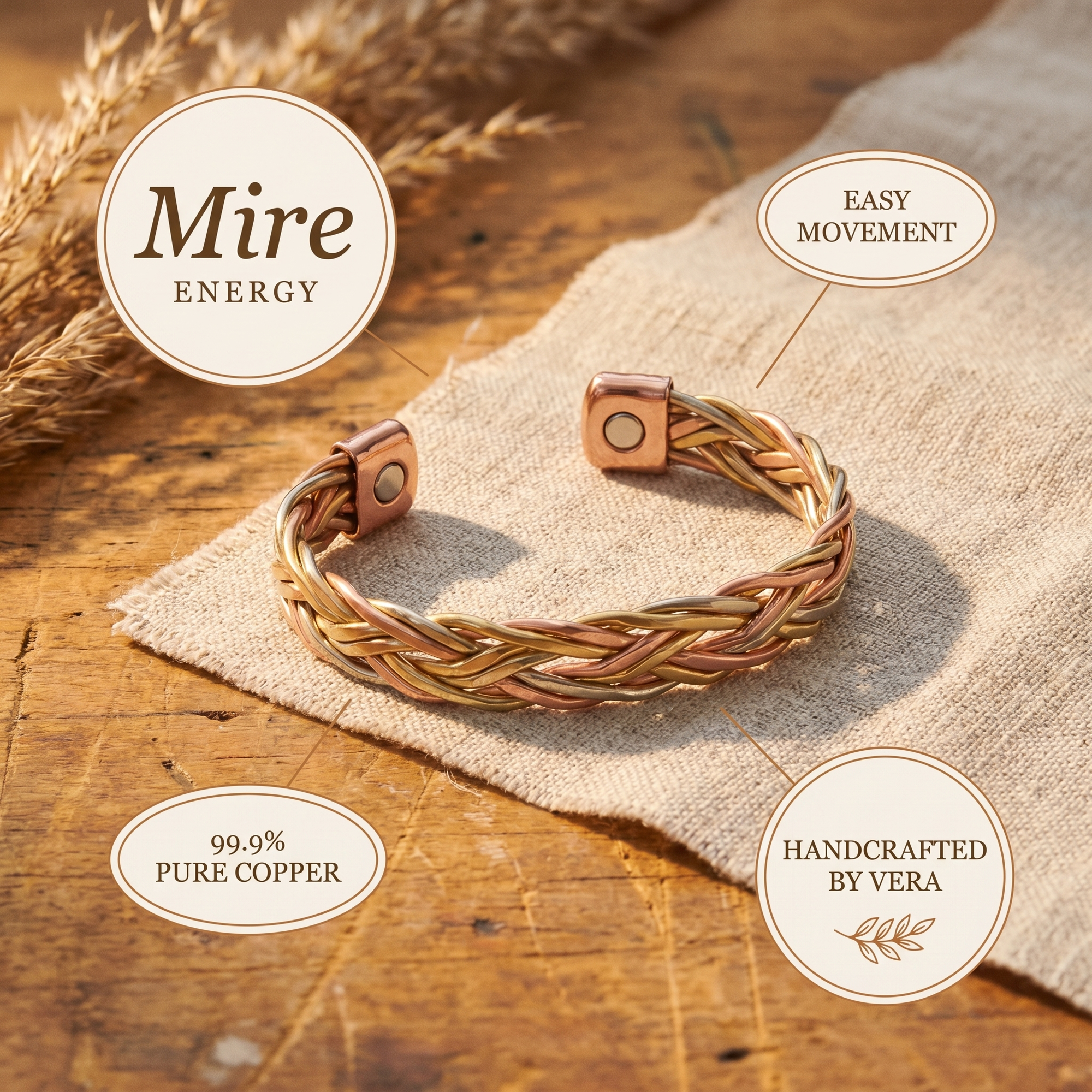 Pulseira de Cobre Rosa's Mire