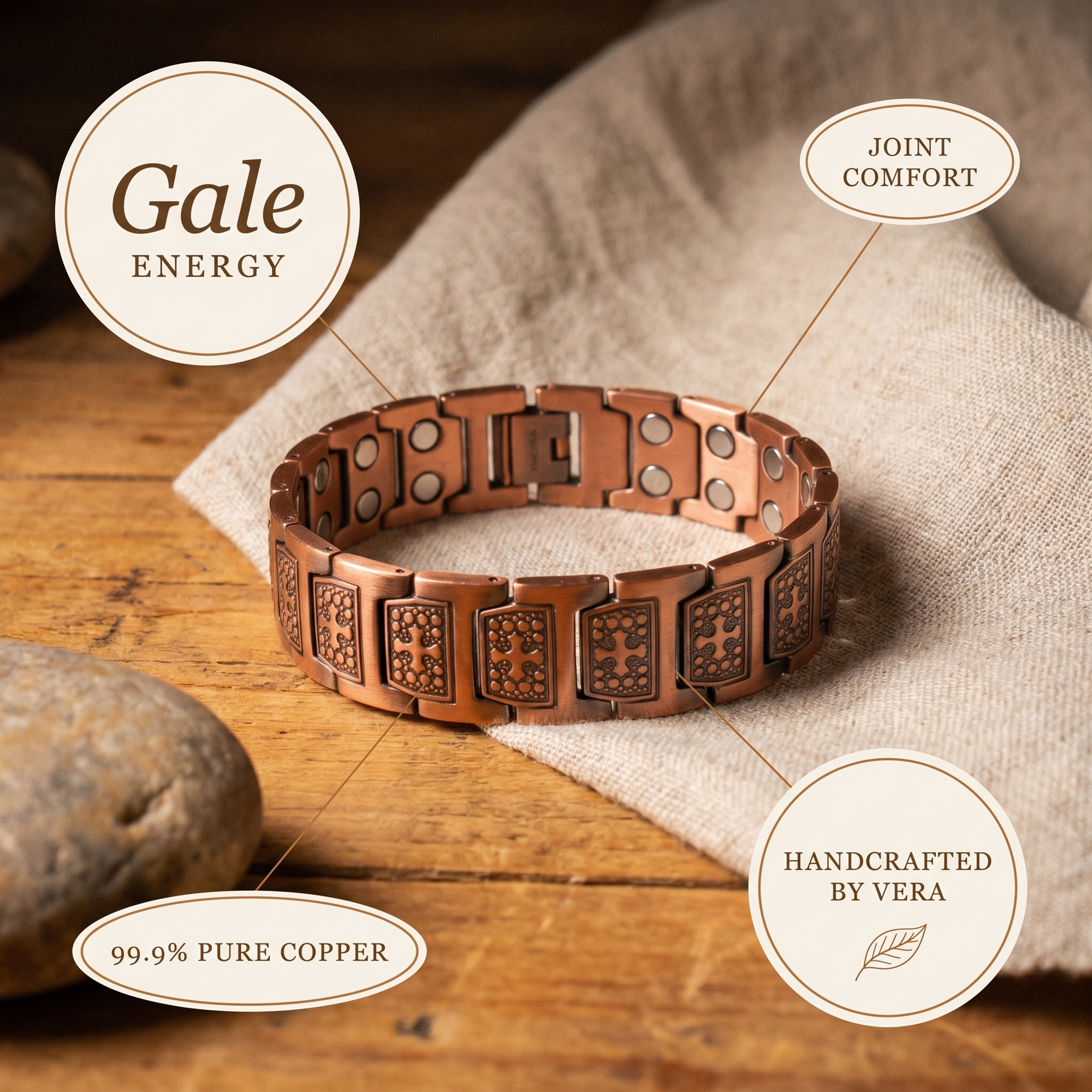 Pulseira de Cobre Masculina Rosa's Gale