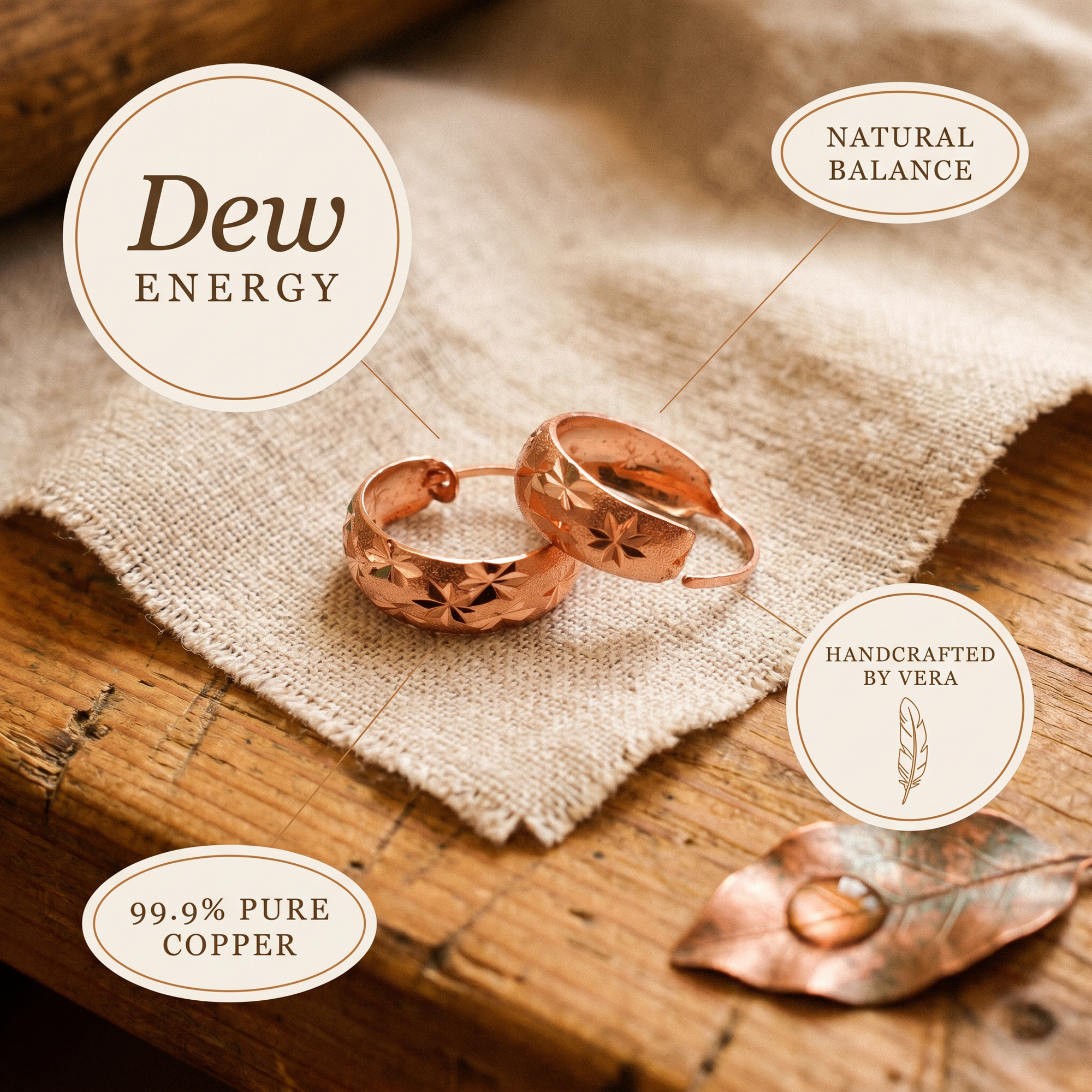 Brincos de Cobre Rosa's Dew