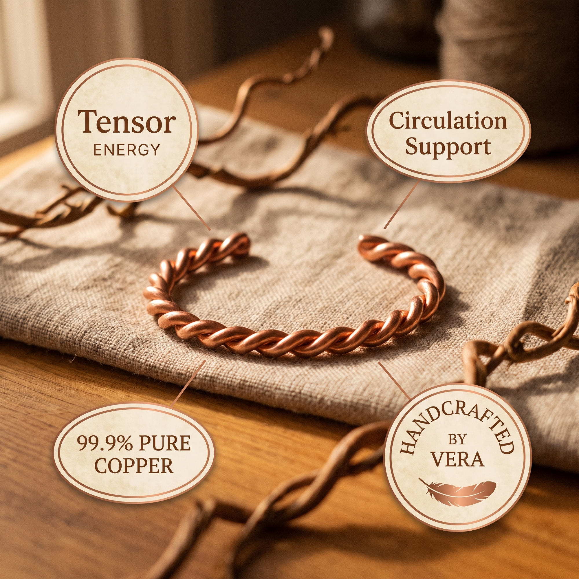 Pulseira de Cobre Tensor da Rosa