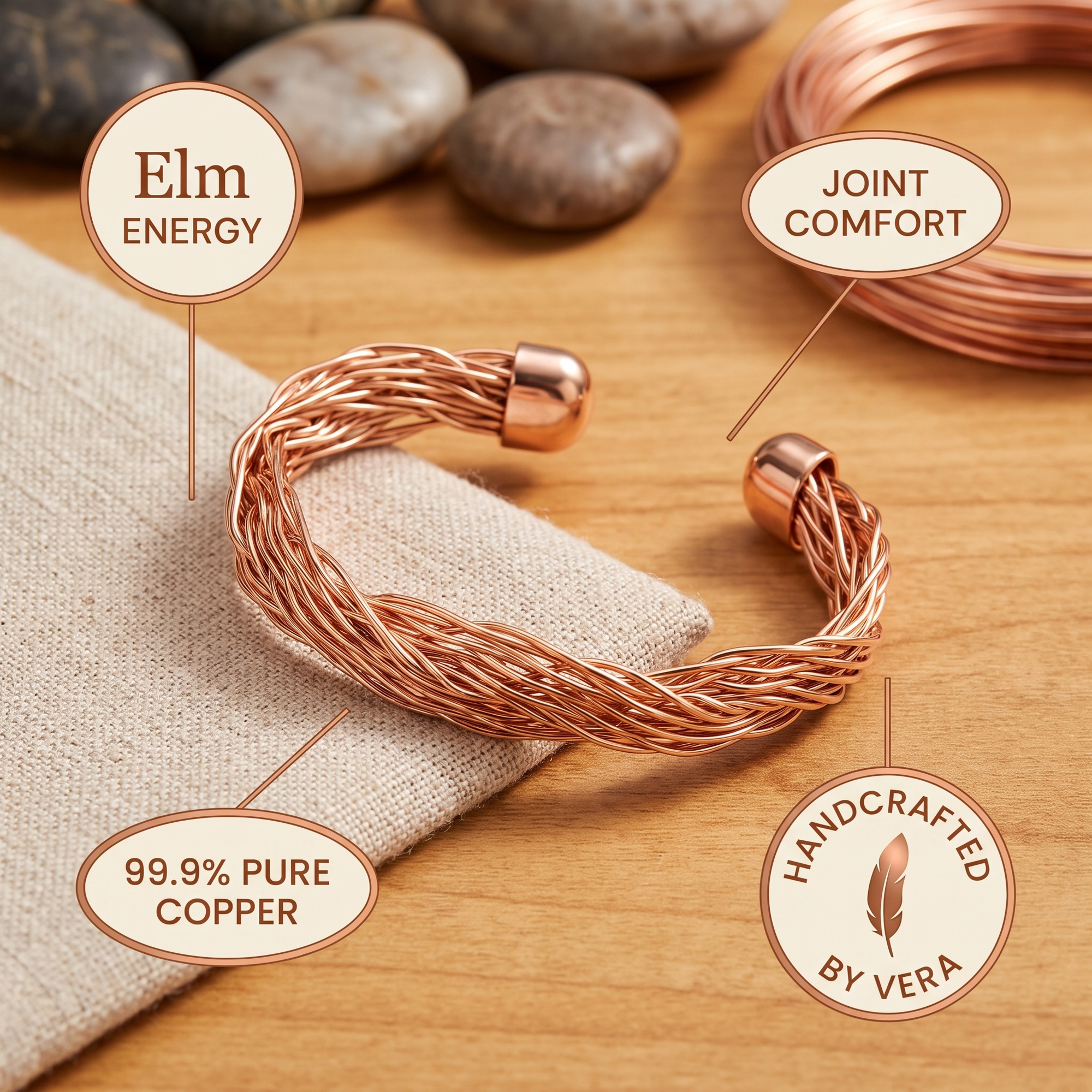 Pulseira de Cobre Rosa's Elm