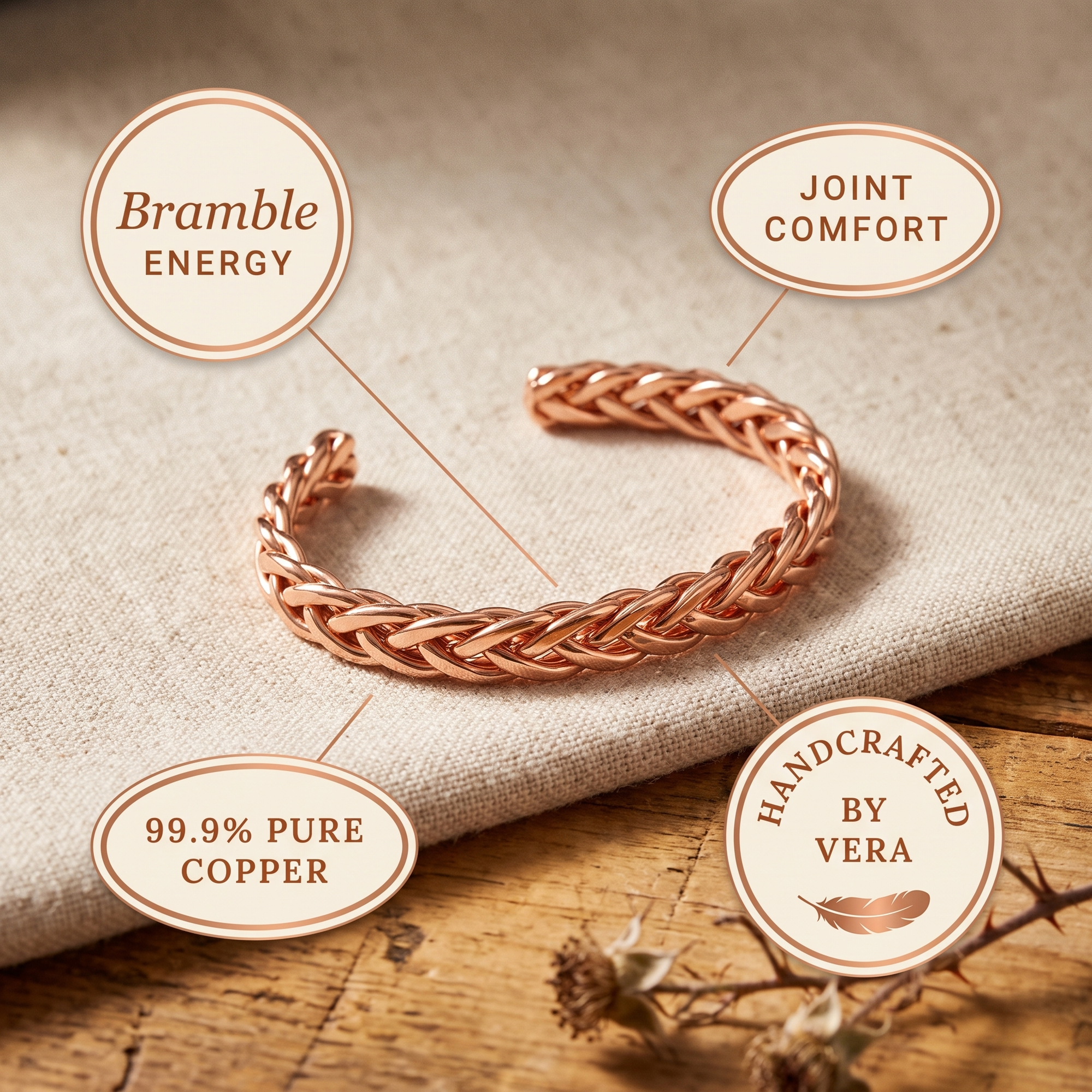Pulseira de Cobre Bramble da Rosa