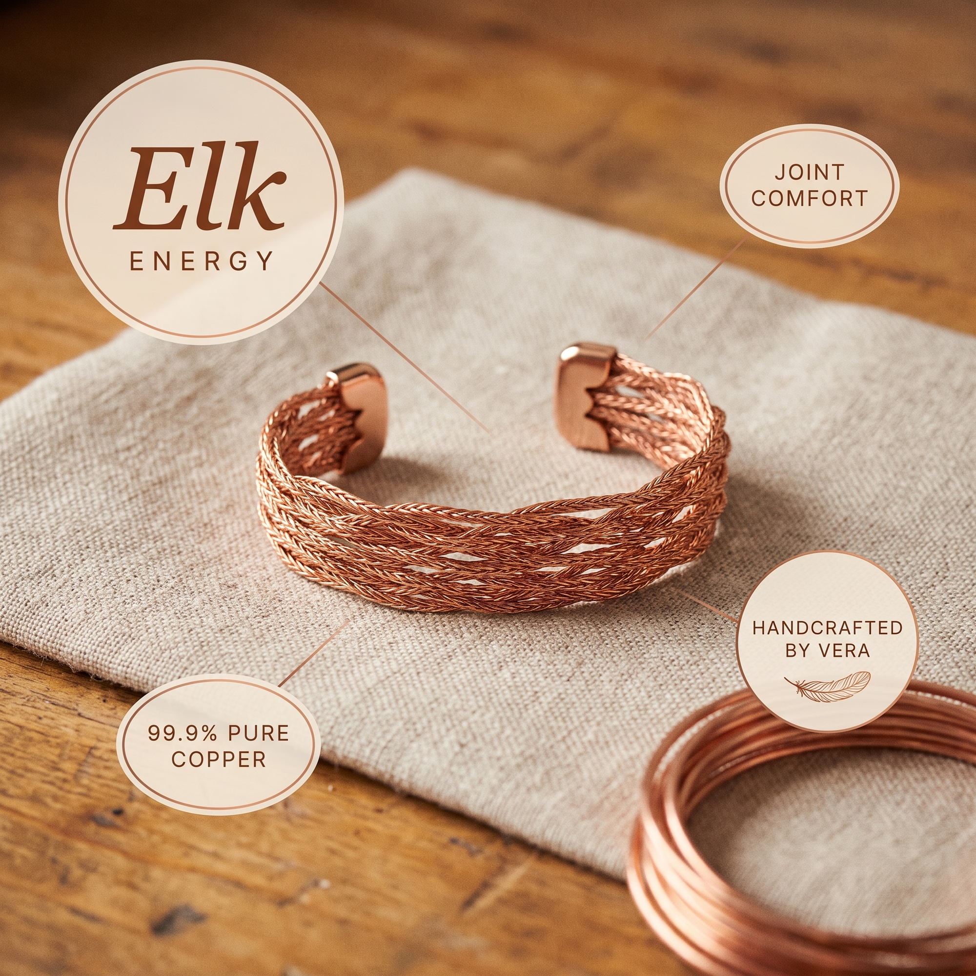 Pulseira de Cobre Elk da Rosa