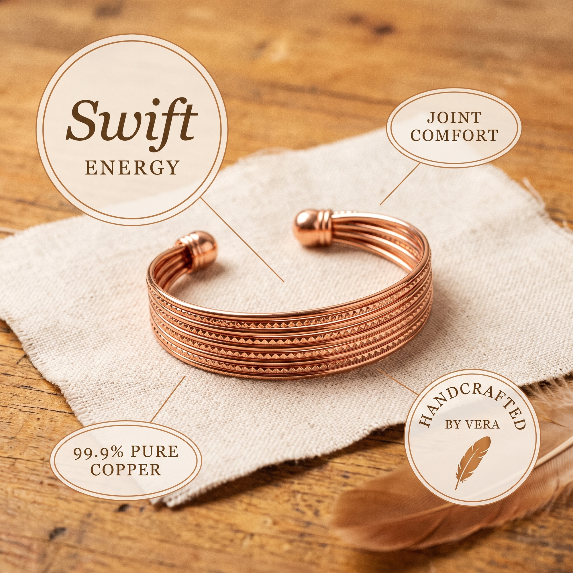 Pulseira de Cobre Rápida da Rosa