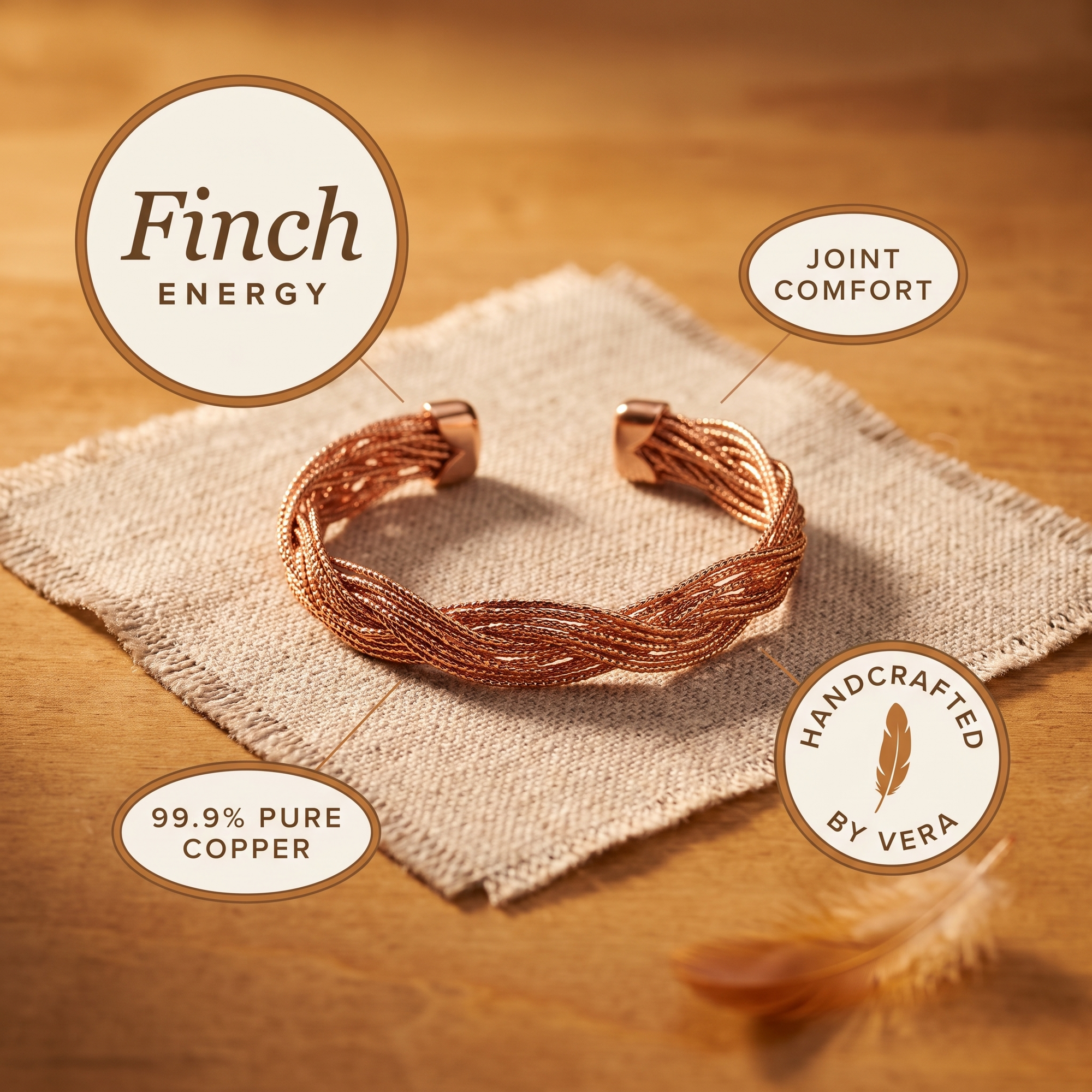 Bracelete de Cobre da Rosa's Finch