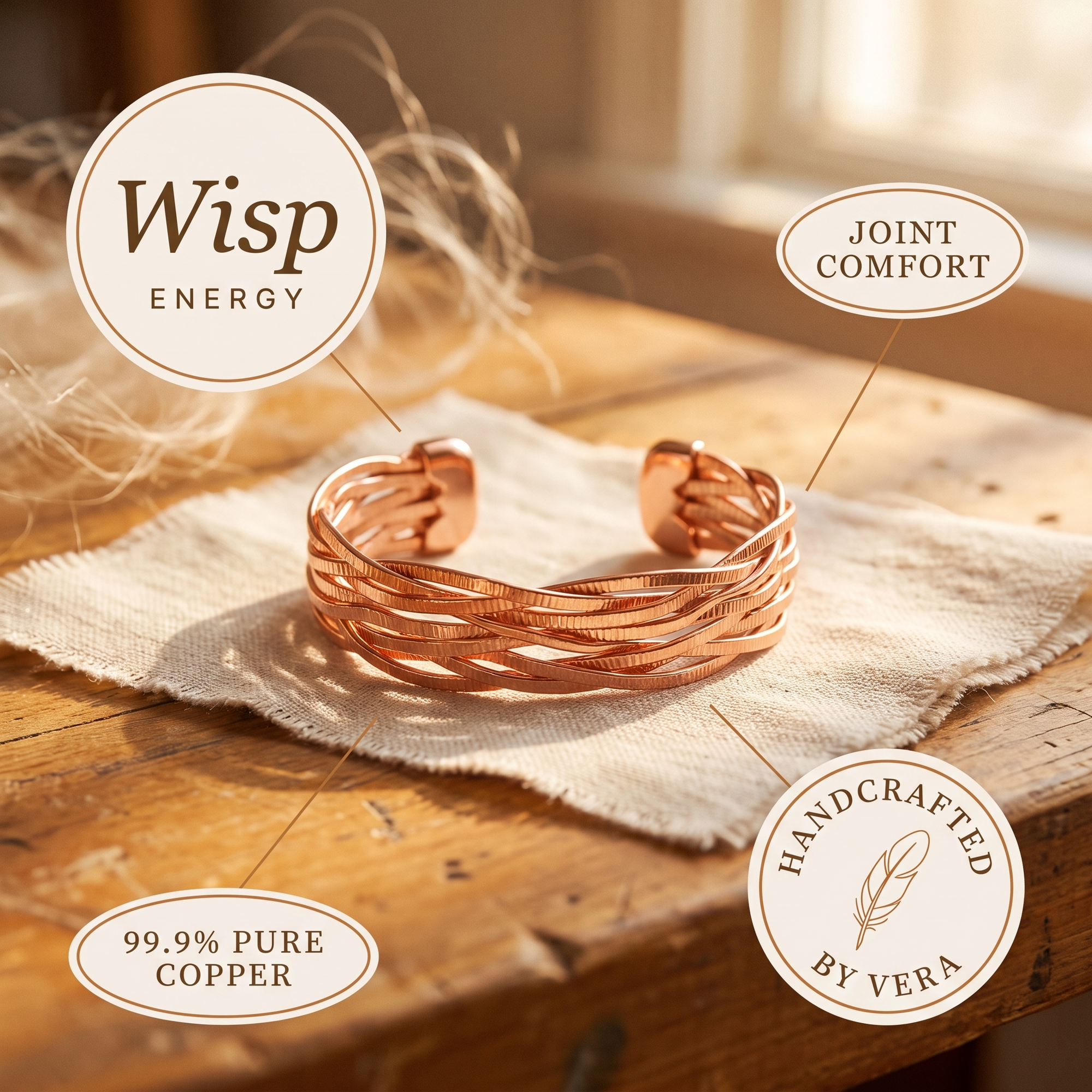 Pulseira de Cobre Rosa's Wisp