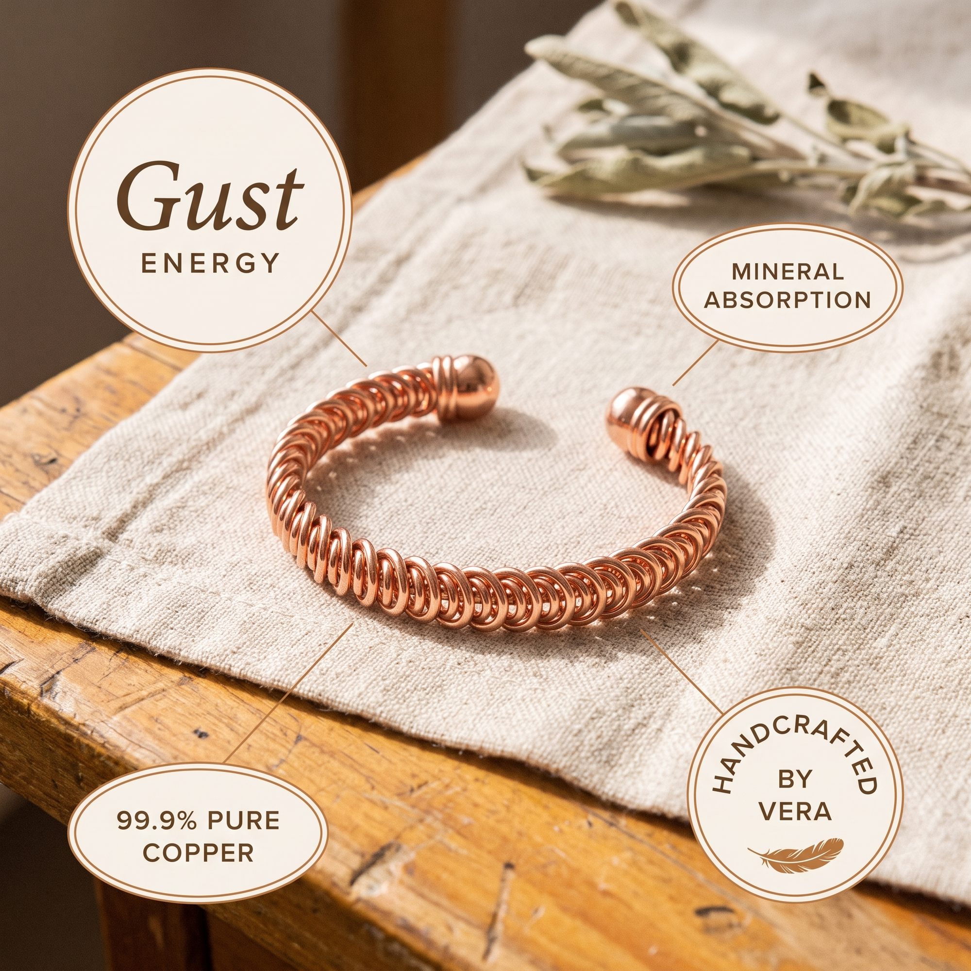 Pulseira de Cobre Gust de Rosa