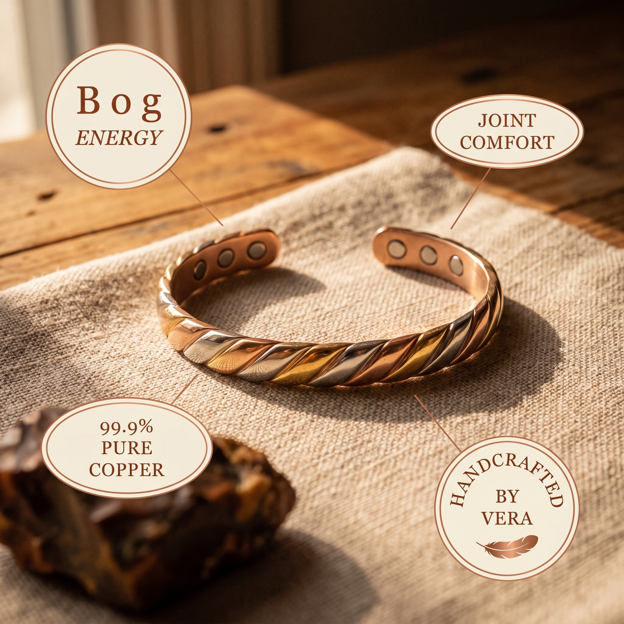 Pulseira de Cobre Rosa's Bog
