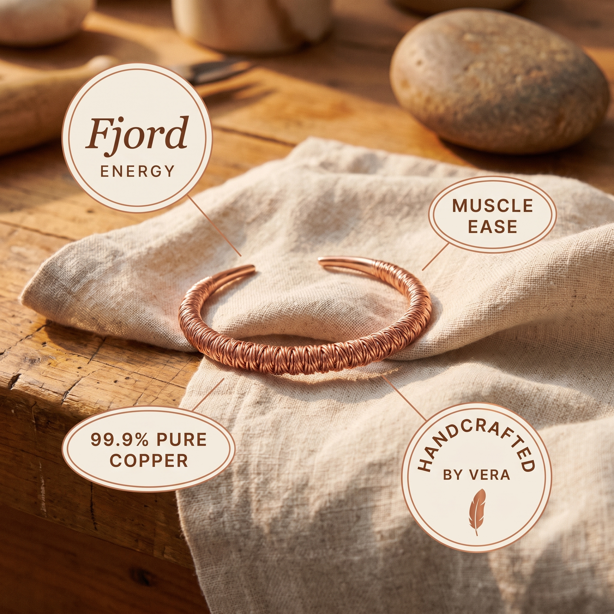 Cuff de Cobre do Fiorde da Rosa