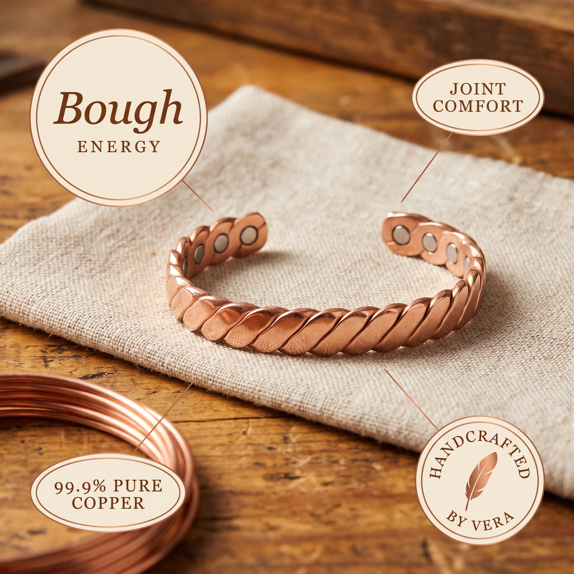 Pulseira de Cobre Rosa
